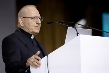 Iraqi Cardinal Louis Raphaël Sako speaks at the International Eucharistic Congress in Budapest, Hungary, Sept. 7, 2021